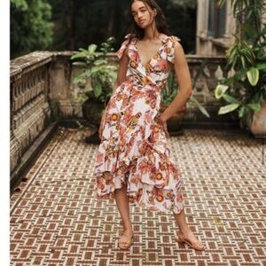 Madewell x Banjanan Wrap Ruffle-Hem Midi Dress S